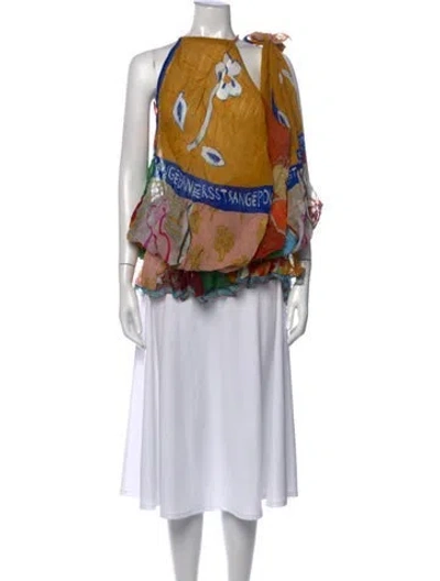 Pre-owned Alemais Printed Halterneck Top In Yellow