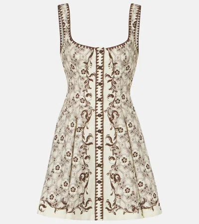 Alemais Alémais Printed Linen And Cotton Minidress In Neutral