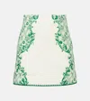 Alemais Printed Linen And Cotton Miniskirt In White