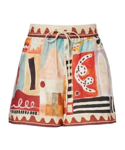 Alemais Printed Linen Bermuda Shorts In Multi