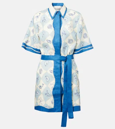 Alemais Printed Linen Minidress In Pia