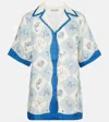 Alemais Printed Linen Shirt In Blue
