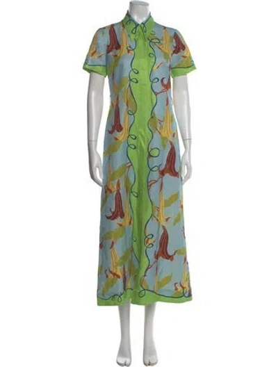 Pre-owned Alemais Printed Long Dress In Blue