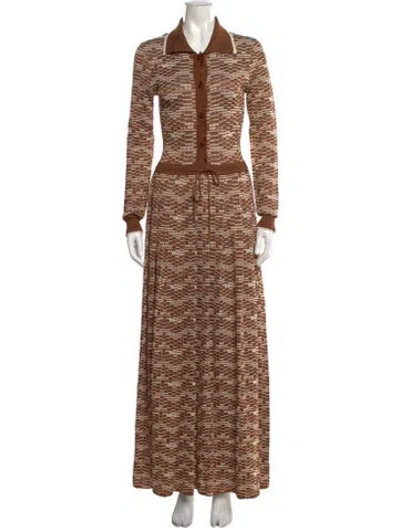 Pre-owned Alemais Printed Long Dress In Brown
