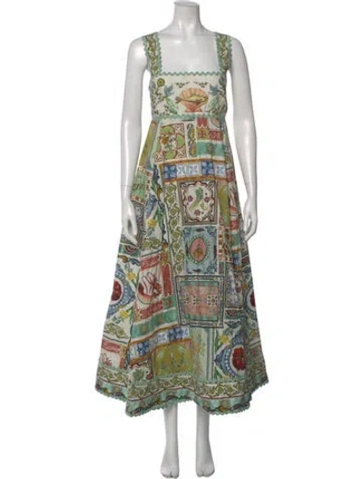 Pre-owned Alemais Printed Long Dress In Green