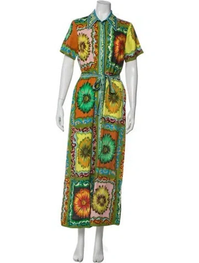 Pre-owned Alemais Printed Long Dress In Green
