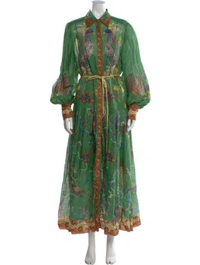 Pre-owned Alemais Printed Long Dress In Green
