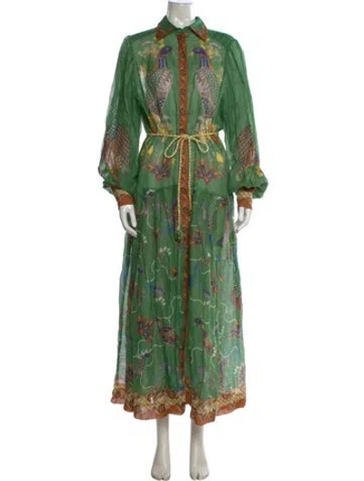Pre-owned Alemais Printed Long Dress In Green