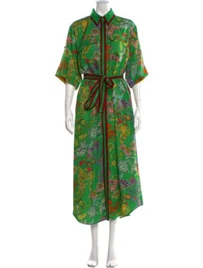 Pre-owned Alemais Printed Long Dress In Green