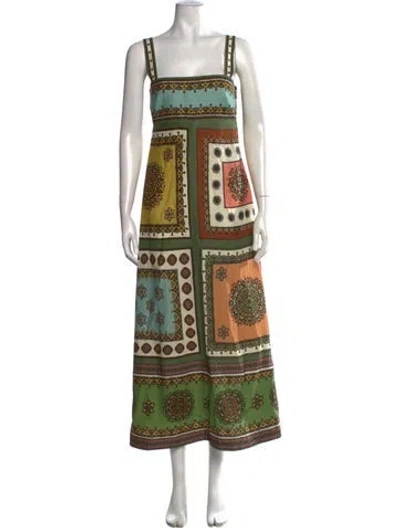 Pre-owned Alemais Printed Long Dress In Green