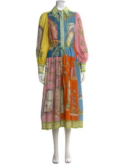 Pre-owned Alemais Printed Long Dress In Multicolor