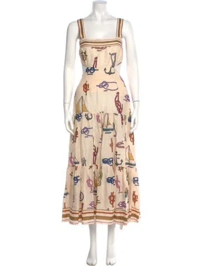 Pre-owned Alemais Printed Long Dress In Neutral