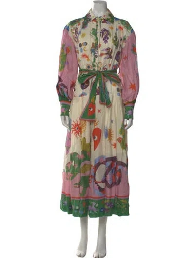 Pre-owned Alemais Printed Long Dress In Neutral