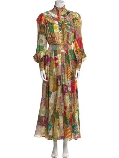Pre-owned Alemais Printed Long Dress In Neutral