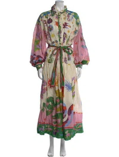 Pre-owned Alemais Printed Long Dress In Neutral