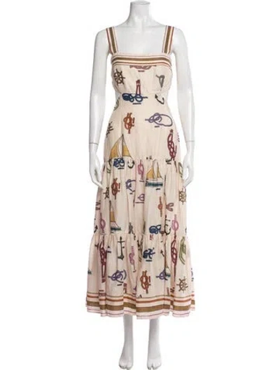 Pre-owned Alemais Printed Long Dress In Neutral