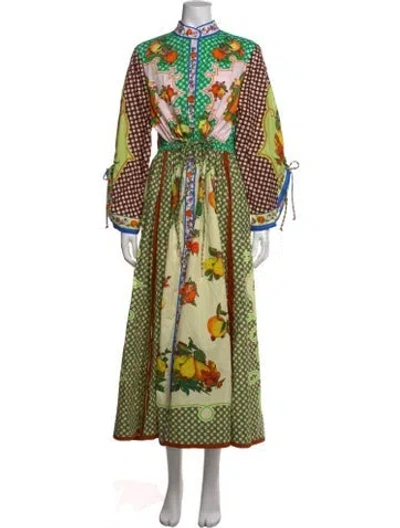 Pre-owned Alemais Printed Long Dress W/ Tags In Green