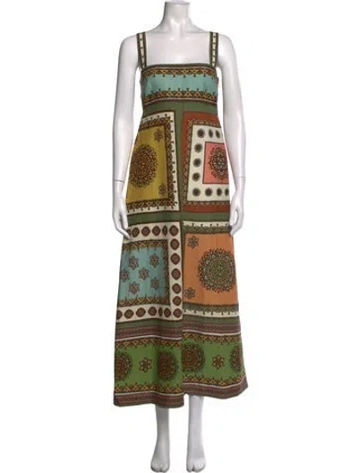Pre-owned Alemais Printed Long Dress W/ Tags In Green
