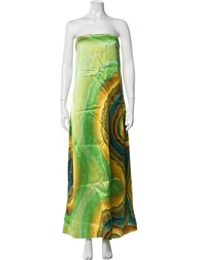 Pre-owned Alemais Printed Long Dress W/ Tags In Green