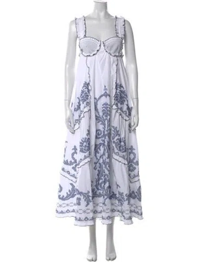 Pre-owned Alemais Printed Long Dress W/ Tags In White