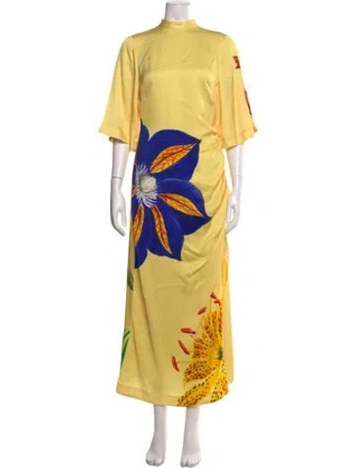 Pre-owned Alemais Printed Long Dress In Yellow