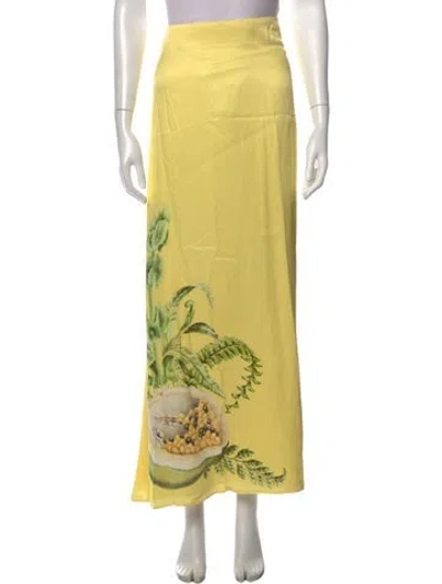 Pre-owned Alemais Printed Long Skirt In Yellow