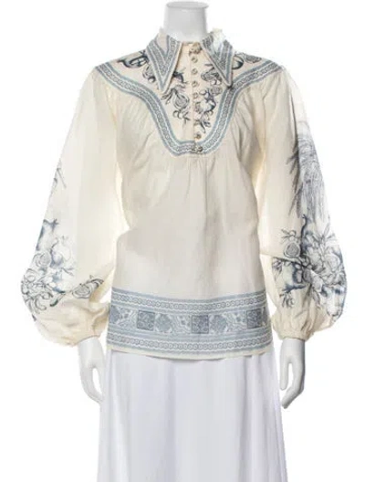 Pre-owned Alemais Printed Long Sleeve Blouse In Neutrals