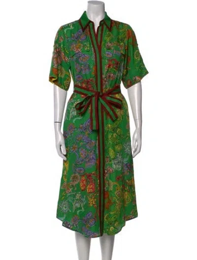 Pre-owned Alemais Printed Midi Length Dress In Green