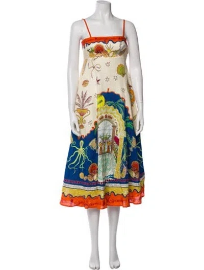 Pre-owned Alemais Printed Midi Length Dress In Neutral