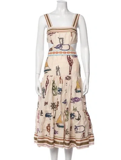 Pre-owned Alemais Printed Midi Length Dress In Neutral