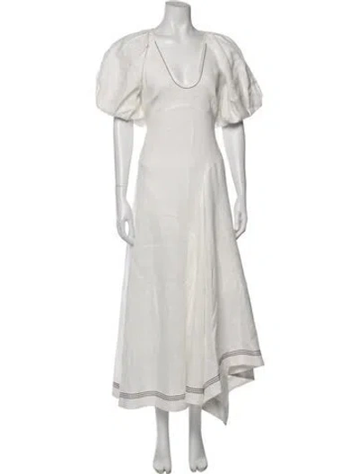 Pre-owned Alemais Printed Midi Length Dress In White