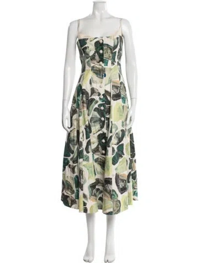Pre-owned Alemais Printed Midi Length Dress In White