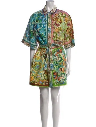 Pre-owned Alemais Printed Mini Dress In Blue