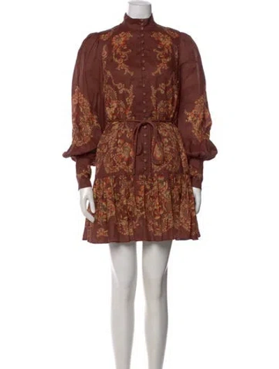 Pre-owned Alemais Printed Mini Dress In Burgundy