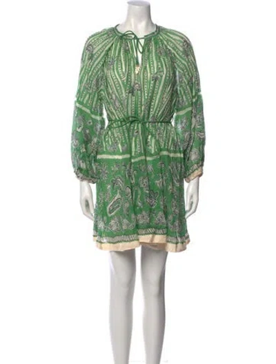 Pre-owned Alemais Printed Mini Dress In Green