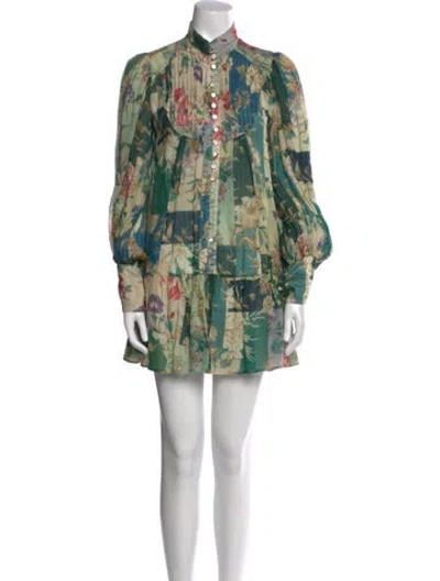 Pre-owned Alemais Printed Mini Dress In Green
