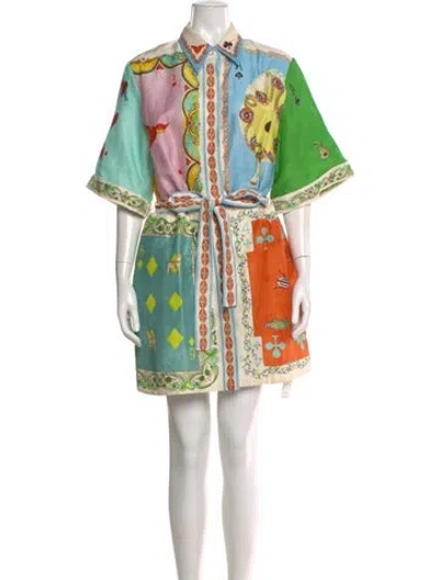 Pre-owned Alemais Printed Mini Dress In Green