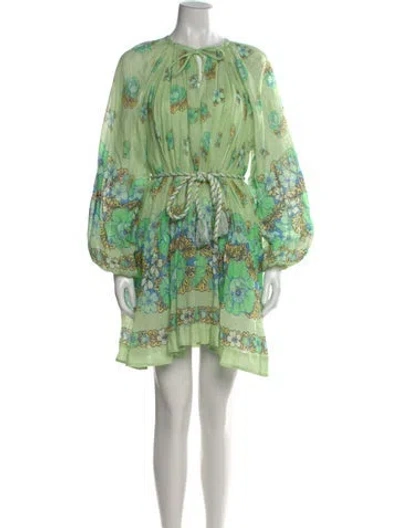 Pre-owned Alemais Printed Mini Dress In Green