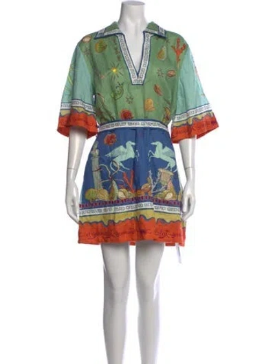 Pre-owned Alemais Printed Mini Dress In Green