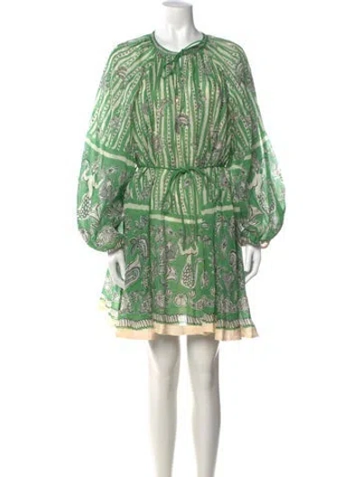 Pre-owned Alemais Printed Mini Dress In Green