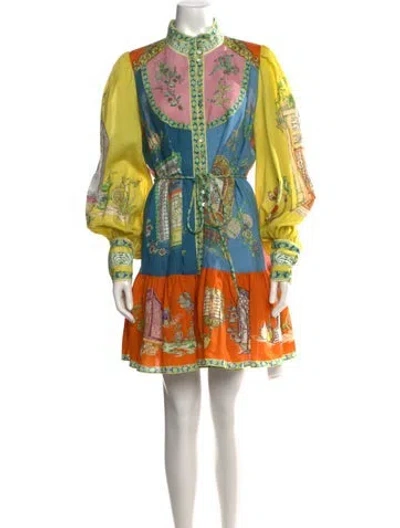 Pre-owned Alemais Printed Mini Dress In Green