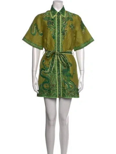 Pre-owned Alemais Printed Mini Dress In Green