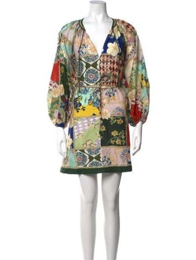 Pre-owned Alemais Printed Mini Dress In Green