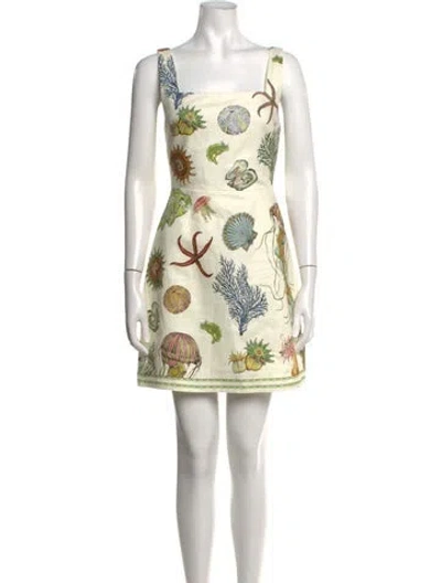 Pre-owned Alemais Printed Mini Dress In Green/neutrals