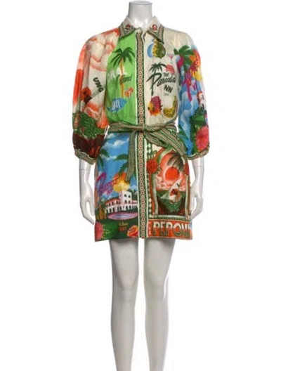 Pre-owned Alemais Printed Mini Dress In Neutral