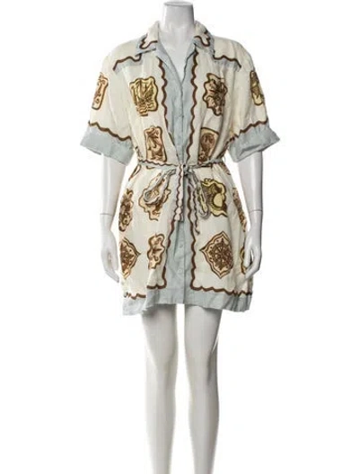 Pre-owned Alemais Printed Mini Dress In Neutrals