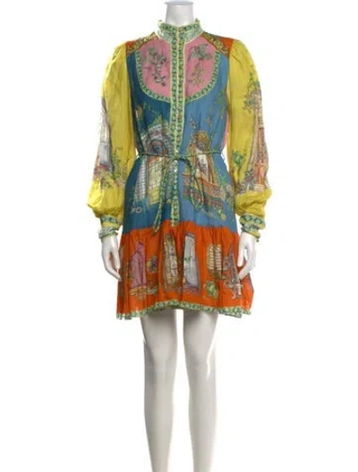 Pre-owned Alemais Printed Mini Dress In Neutrals/orange/yellow