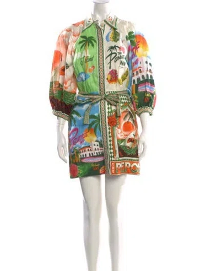 Pre-owned Alemais Printed Mini Dress W/ Tags In Neutral