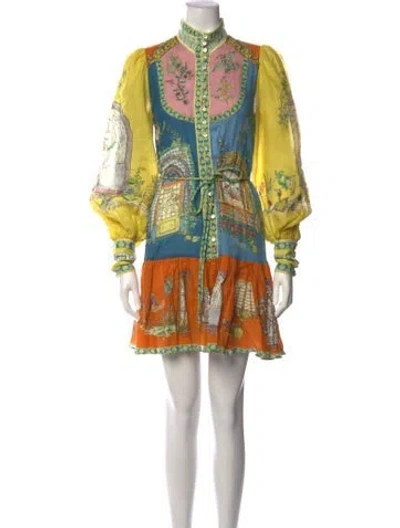 Pre-owned Alemais Printed Mini Dress In Yellow