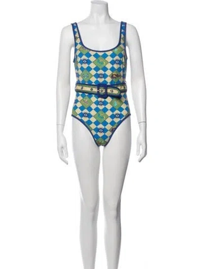 Pre-owned Alemais Printed One-piece In Blue